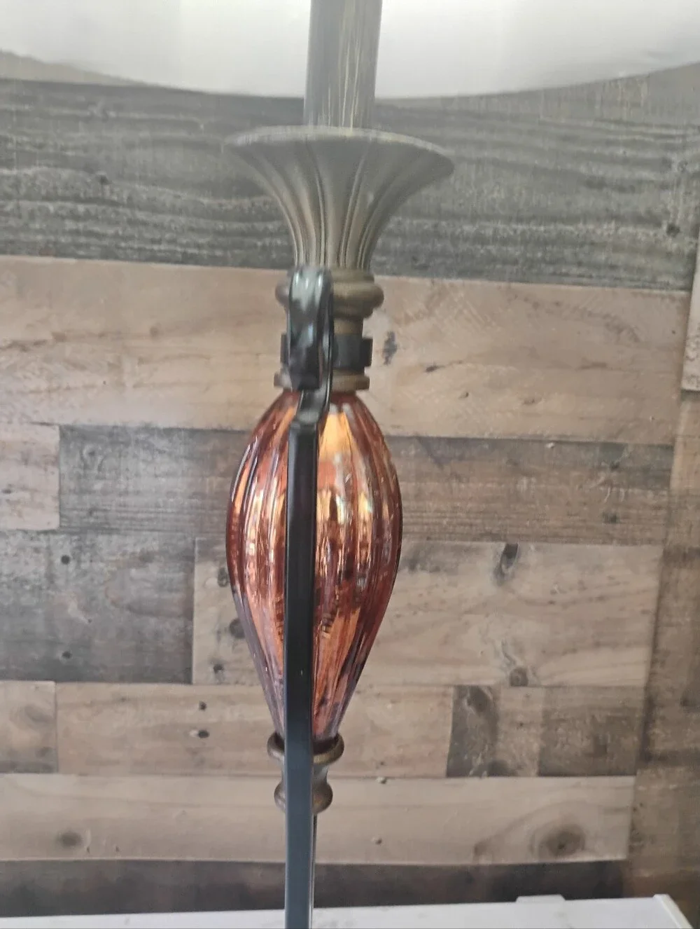 Elegant Table Lamp with Bell Shade and Mercury Glass Accent